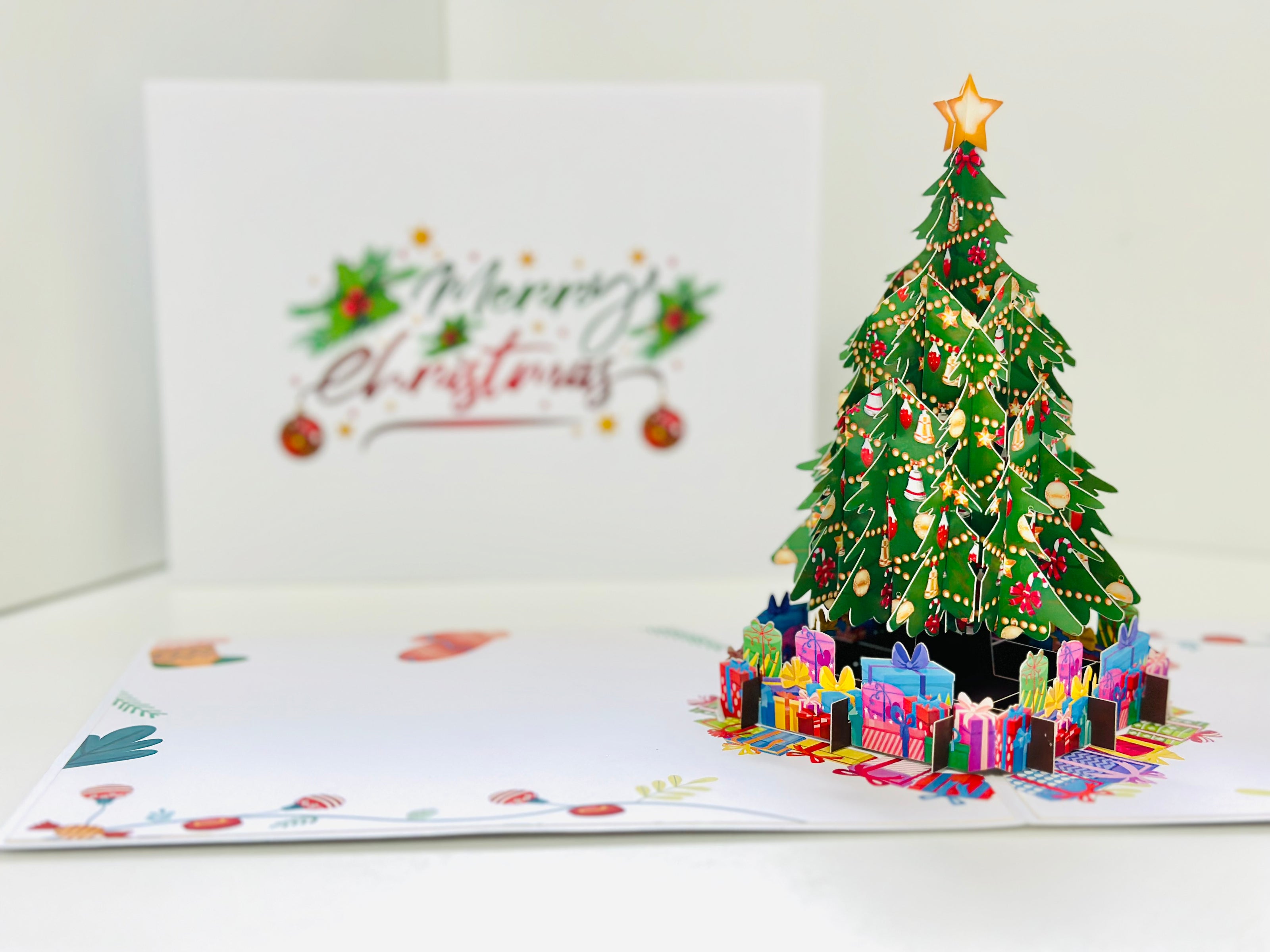 Winter Christmas Tree Origami Pop Cards 3D Pop Up Greeting Card Merry Christmas Thank You Handmade Best Wishes Blank Card Gift Happy Holidays Celebrate the Special Day