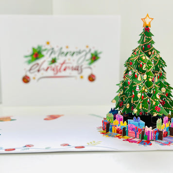 Winter Christmas Tree Origami Pop Cards 3D Pop Up Greeting Card Merry Christmas Thank You Handmade Best Wishes Blank Card Gift Happy Holidays Celebrate the Special Day