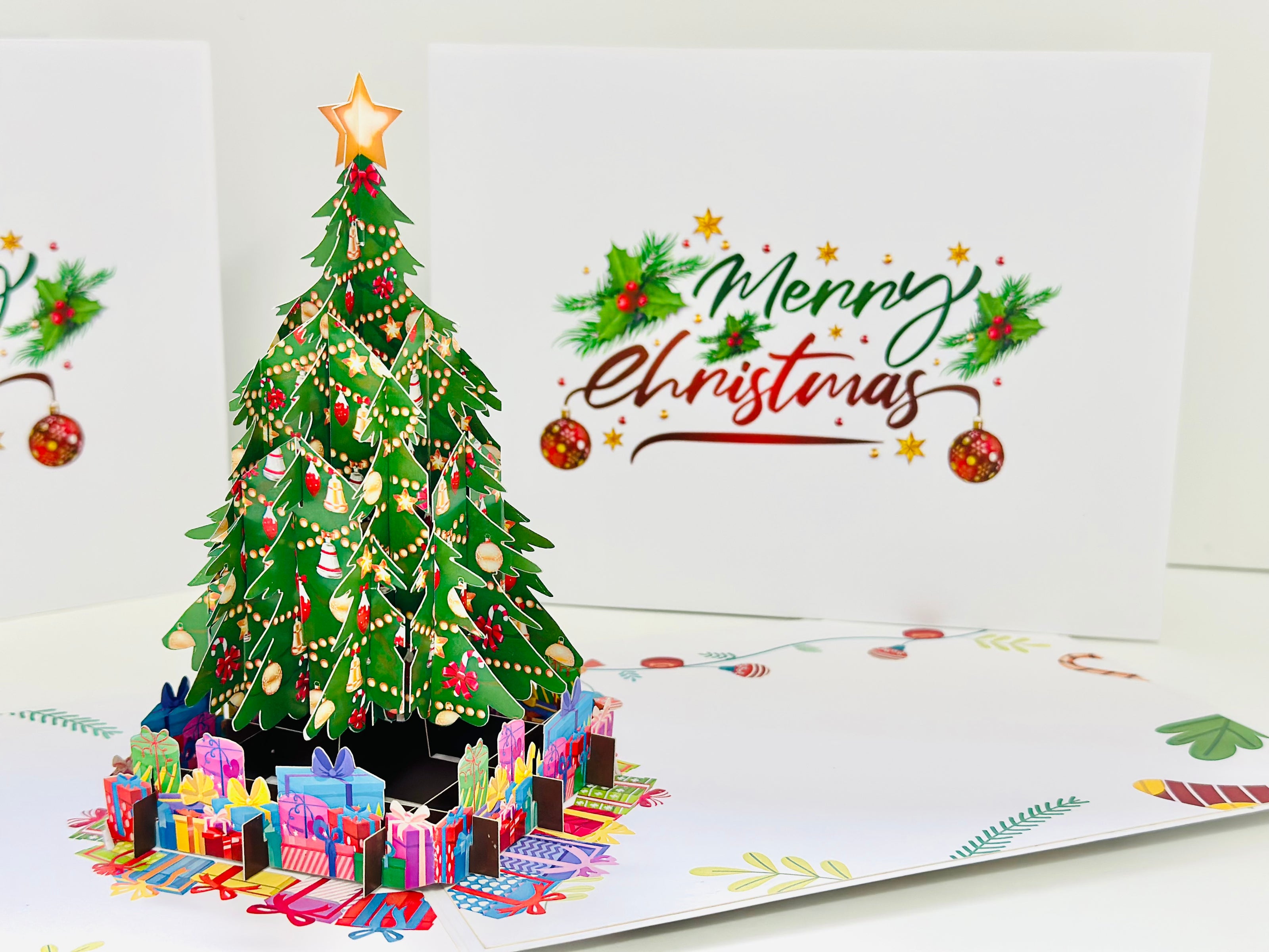 Winter Christmas Tree Origami Pop Cards 3D Pop Up Greeting Card Merry Christmas Thank You Handmade Best Wishes Blank Card Gift Happy Holidays Celebrate the Special Day