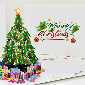 Winter Christmas Tree Origami Pop Cards 3D Pop Up Greeting Card Merry Christmas Thank You Handmade Best Wishes Blank Card Gift Happy Holidays Celebrate the Special Day