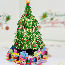 Winter Christmas Tree Origami Pop Cards 3D Pop Up Greeting Card Merry Christmas Thank You Handmade Best Wishes Blank Card Gift Happy Holidays Celebrate the Special Day