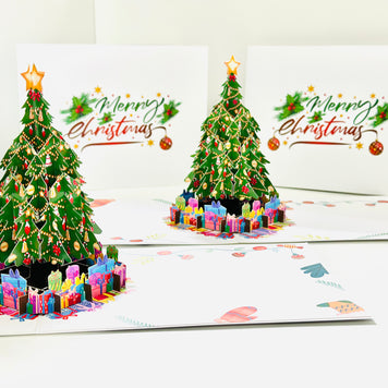 Winter Christmas Tree Origami Pop Cards 3D Pop Up Greeting Card Merry Christmas Thank You Handmade Best Wishes Blank Card Gift Happy Holidays Celebrate the Special Day