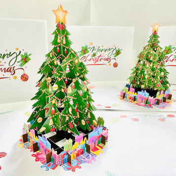 Winter Christmas Tree Origami Pop Cards 3D Pop Up Greeting Card Merry Christmas Thank You Handmade Best Wishes Blank Card Gift Happy Holidays Celebrate the Special Day