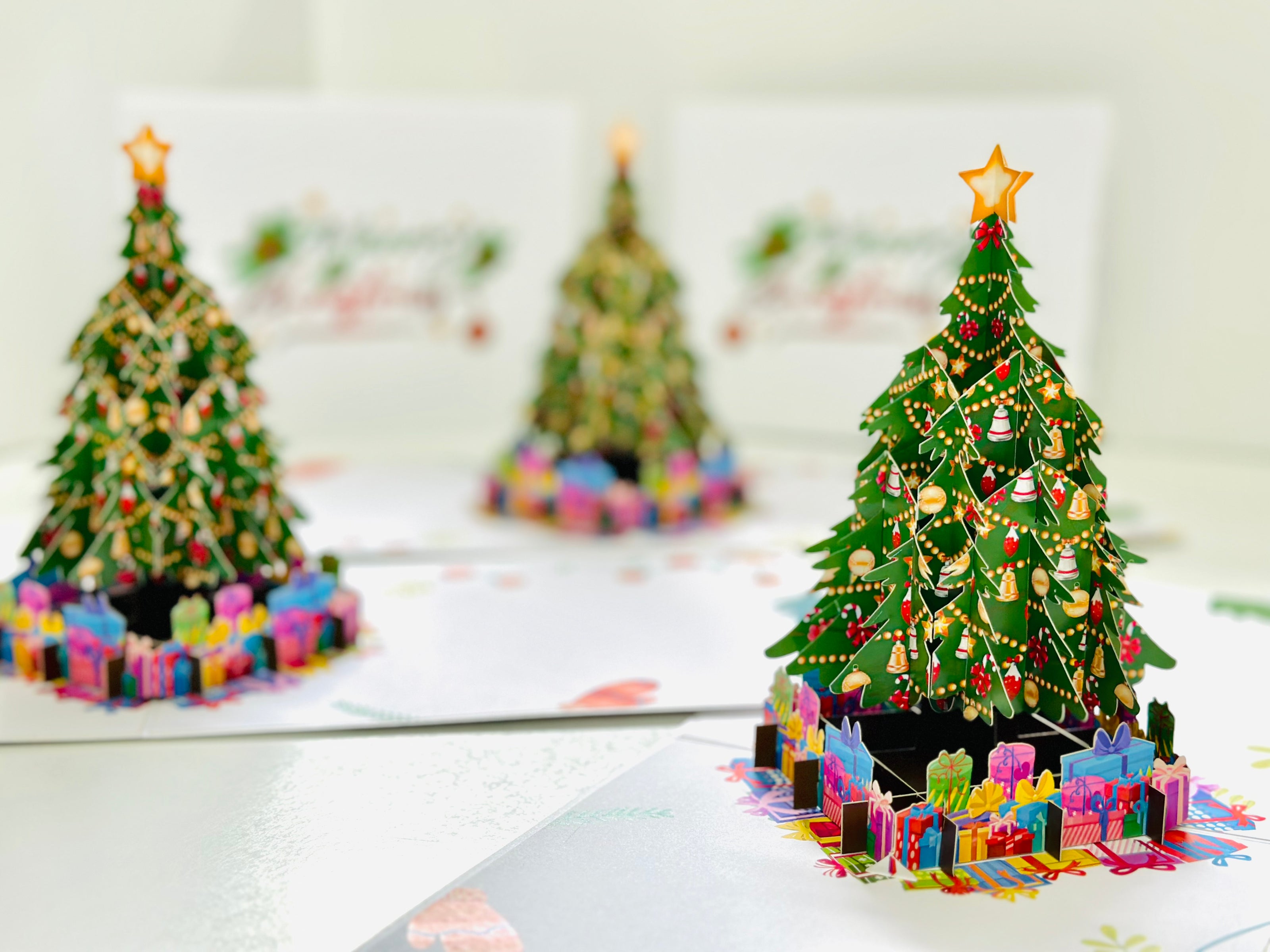 Winter Christmas Tree Origami Pop Cards 3D Pop Up Greeting Card Merry Christmas Thank You Handmade Best Wishes Blank Card Gift Happy Holidays Celebrate the Special Day
