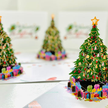 Winter Christmas Tree Origami Pop Cards 3D Pop Up Greeting Card Merry Christmas Thank You Handmade Best Wishes Blank Card Gift Happy Holidays Celebrate the Special Day