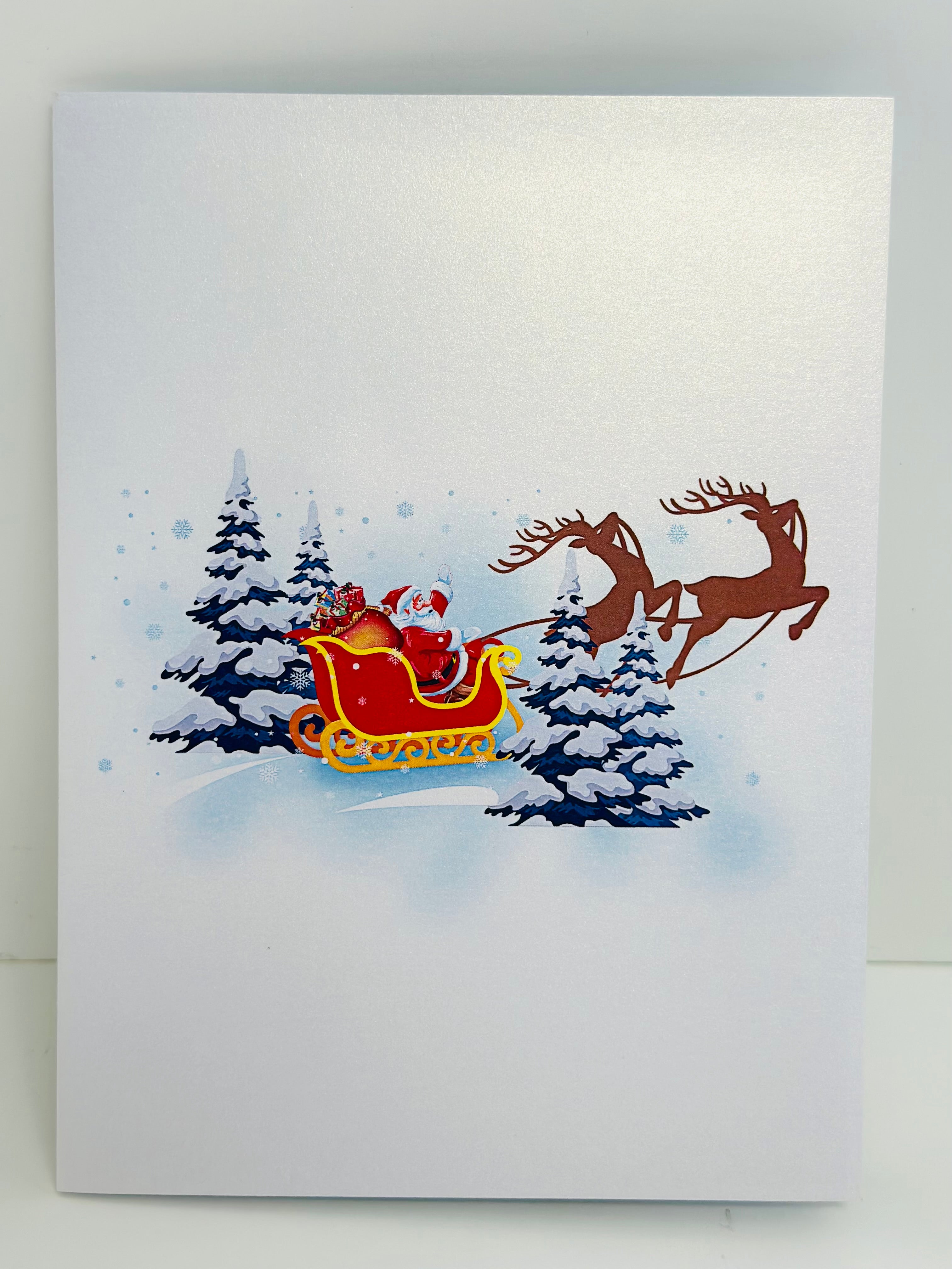 Winter Santa Sleigh and Reindeer Pop Up Card Origami Pop Cards 3D Pop Up Greeting Card Merry Christmas Thank You Handmade Best Wishes Blank Card Gift Happy Holidays Celebrate the Special Day Moment with Family and Friends