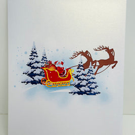 Winter Santa Sleigh and Reindeer Pop Up Card Origami Pop Cards 3D Pop Up Greeting Card Merry Christmas Thank You Handmade Best Wishes Blank Card Gift Happy Holidays Celebrate the Special Day Moment with Family and Friends