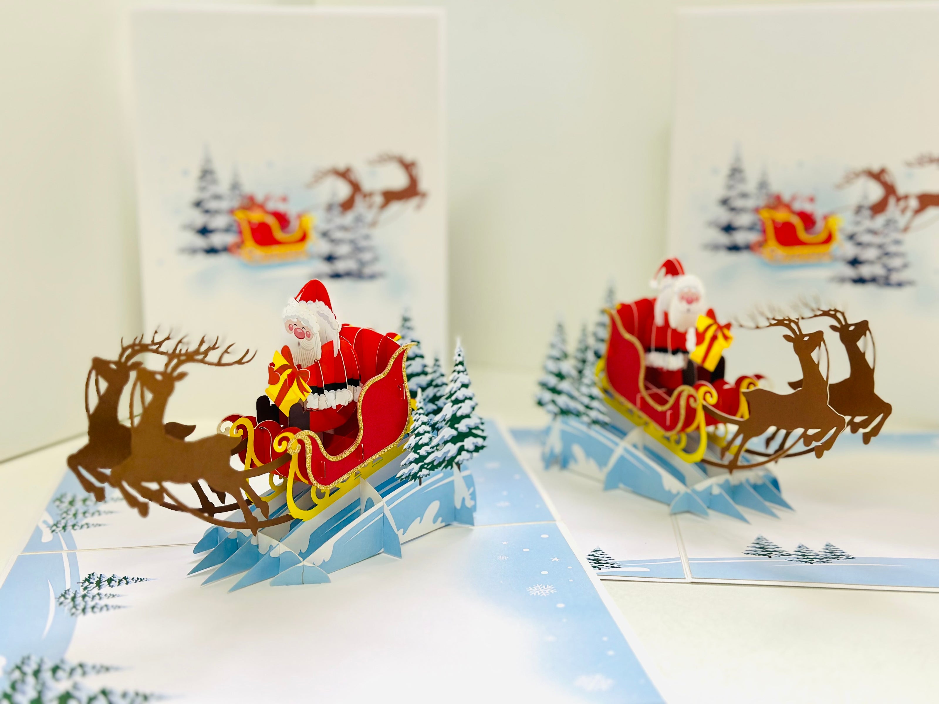 Winter Santa Sleigh and Reindeer Pop Up Card Origami Pop Cards 3D Pop Up Greeting Card Merry Christmas Thank You Handmade Best Wishes Blank Card Gift Happy Holidays Celebrate the Special Day Moment with Family and Friends