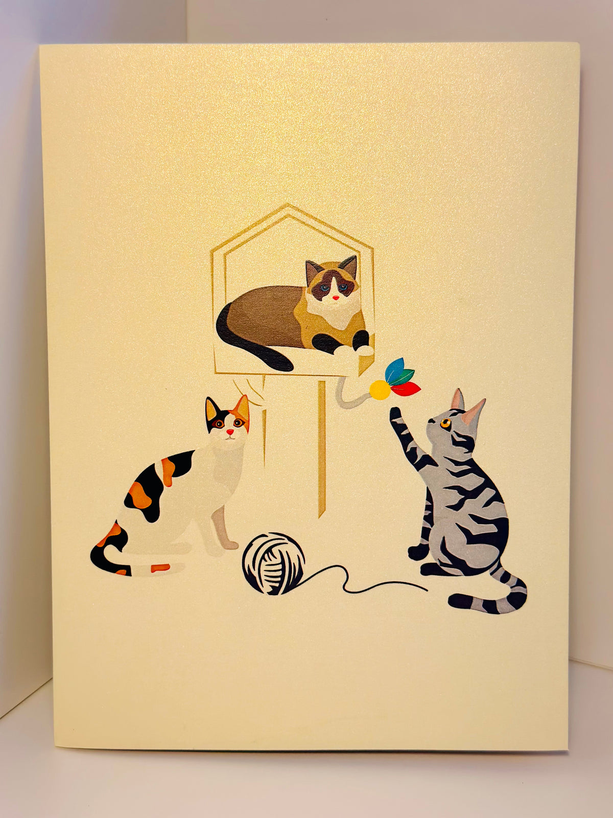 Wooden Cat Tree ~ Perfect Gifts for Crazy Cat Lovers Origami Pop Cards 3D Pop Up Greeting Card Best Wishes Happy Birthday Gift Thank You Handmade Best Wishes Blank Card for Any Occasion Happy Mother's Day Happy Father's Day Celebration