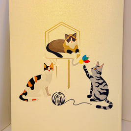 Wooden Cat Tree ~ Perfect Gifts for Crazy Cat Lovers Origami Pop Cards 3D Pop Up Greeting Card Best Wishes Happy Birthday Gift Thank You Handmade Best Wishes Blank Card for Any Occasion Happy Mother's Day Happy Father's Day Celebration
