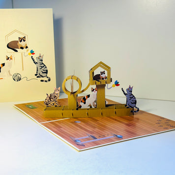 Wooden Cat Tree ~ Perfect Gifts for Crazy Cat Lovers Origami Pop Cards 3D Pop Up Greeting Card Best Wishes Happy Birthday Gift Thank You Handmade Best Wishes Blank Card for Any Occasion Happy Mother's Day Happy Father's Day Celebration