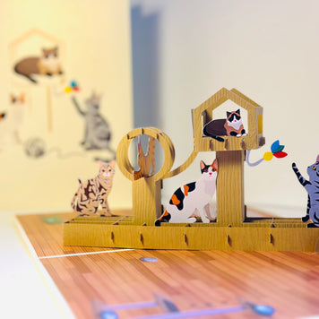 Wooden Cat Tree ~ Perfect Gifts for Crazy Cat Lovers Origami Pop Cards 3D Pop Up Greeting Card Best Wishes Happy Birthday Gift Thank You Handmade Best Wishes Blank Card for Any Occasion Happy Mother's Day Happy Father's Day Celebration