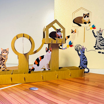 Wooden Cat Tree ~ Perfect Gifts for Crazy Cat Lovers Origami Pop Cards 3D Pop Up Greeting Card Best Wishes Happy Birthday Gift Thank You Handmade Best Wishes Blank Card for Any Occasion Happy Mother's Day Happy Father's Day Celebration