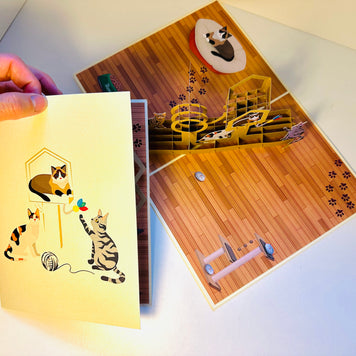 Wooden Cat Tree ~ Perfect Gifts for Crazy Cat Lovers Origami Pop Cards 3D Pop Up Greeting Card Best Wishes Happy Birthday Gift Thank You Handmade Best Wishes Blank Card for Any Occasion Happy Mother's Day Happy Father's Day Celebration