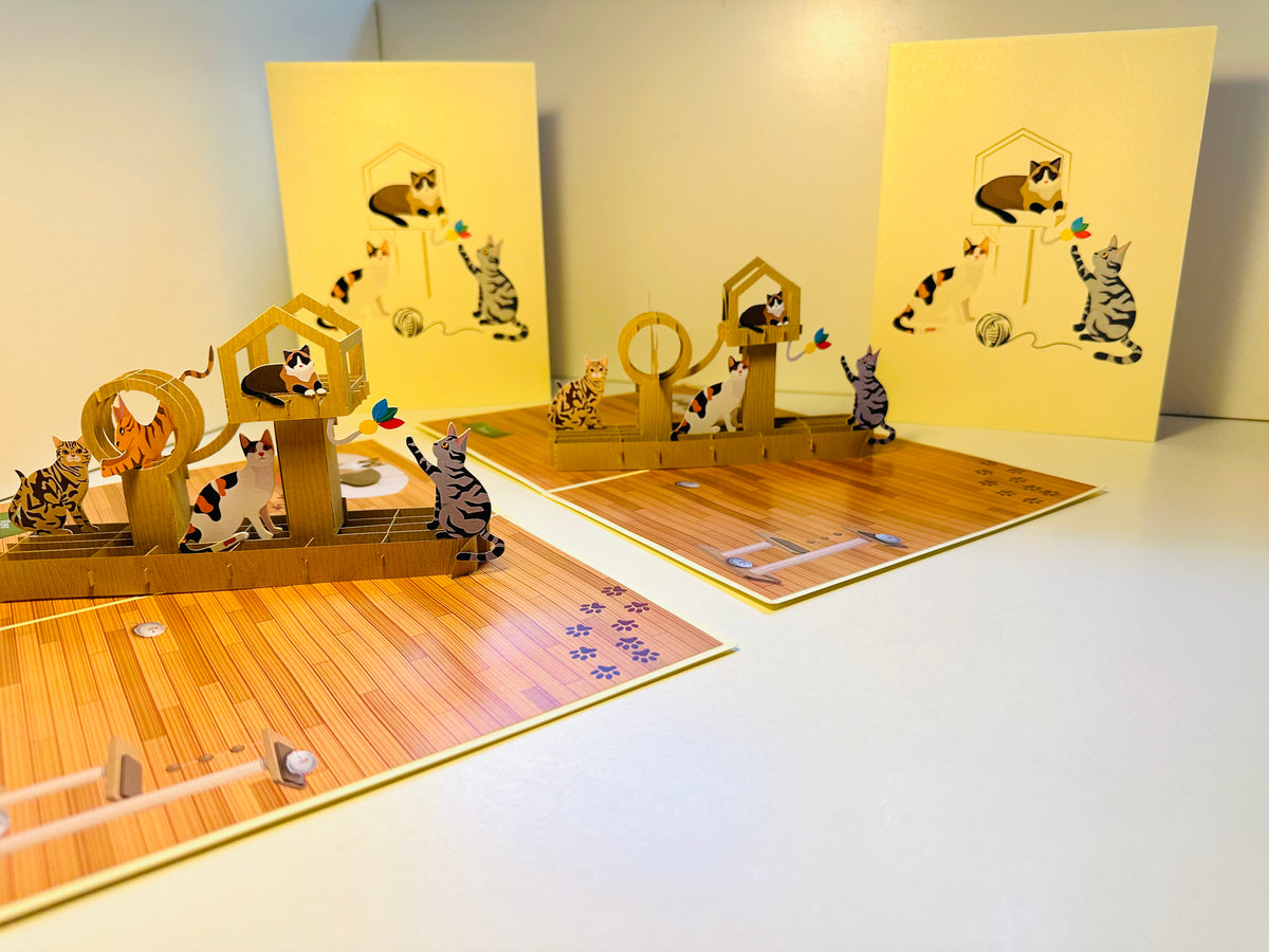 Wooden Cat Tree ~ Perfect Gifts for Crazy Cat Lovers Origami Pop Cards 3D Pop Up Greeting Card Best Wishes Happy Birthday Gift Thank You Handmade Best Wishes Blank Card for Any Occasion Happy Mother's Day Happy Father's Day Celebration