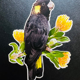 Yellow-Tailed Black Cockatoo with Golden Gum Blossoms - Australian Bird Origami Pop Cards 3D Pop Up Greeting Card Happy Birthday Thank You Handmade Gift Thinking of You Blank Card for Any Occasion Happy Mother's Day Happy Father's Australiana Birds