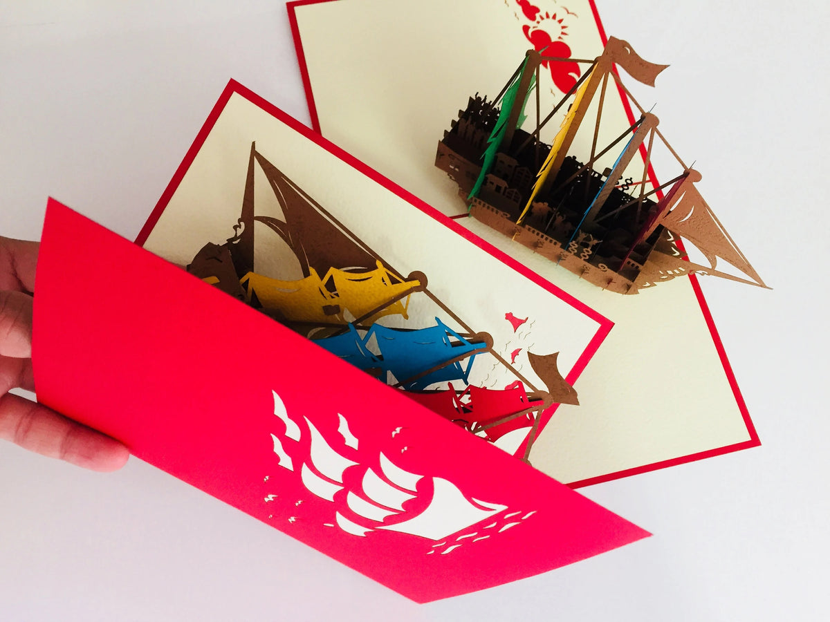 Large Colourful Pirate Ship Origami Pop Cards 3D Pop Up Greeting Card Happy Birthday Thank You Handmade Gift Thinking of You Blank Card for Any Occasion Happy Mother's Day Happy Father's Australiana Celebrate the Beauty