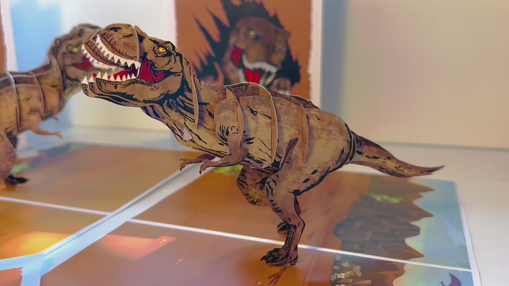 Brown Running T-Rex Dinosaur Origami Pop Cards 3D Pop Up Greeting Card Happy Birthday Thank You Handmade Gift Thinking of You Blank Card for Any Occasion Happy Mother's Day Happy Father's Australiana Celebrate the Beauty of Animals Perfect for Boy