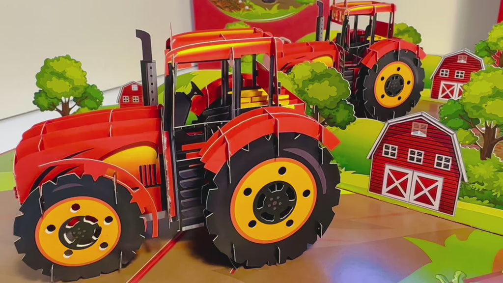 Farm Tractor - Perfect for Young Farmers or Kids Origami Pop Cards 3D Pop Up Greeting Card Celebrate Happy Birthday Thank You Handmade Best Wishes Gift Thinking of You Blank Card for Any Occasion Happy Mother's Day Happy Father's Day Australiana