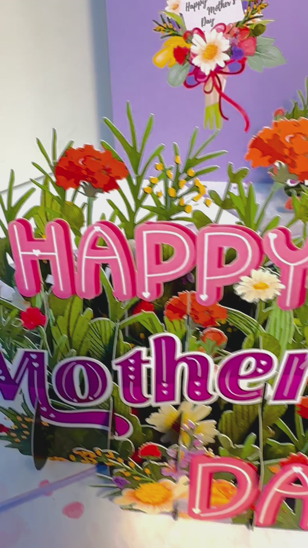 Happy Mother's Day - Purple Spring Flower Garden Origami Pop Cards 3D Pop Up Greeting Card Handmade Gift for Mum Floral Blank Card Australian Made Thank You Thinking of You Mother's Day Paper Art Gift Australian Flowers Celebrate Special Mum