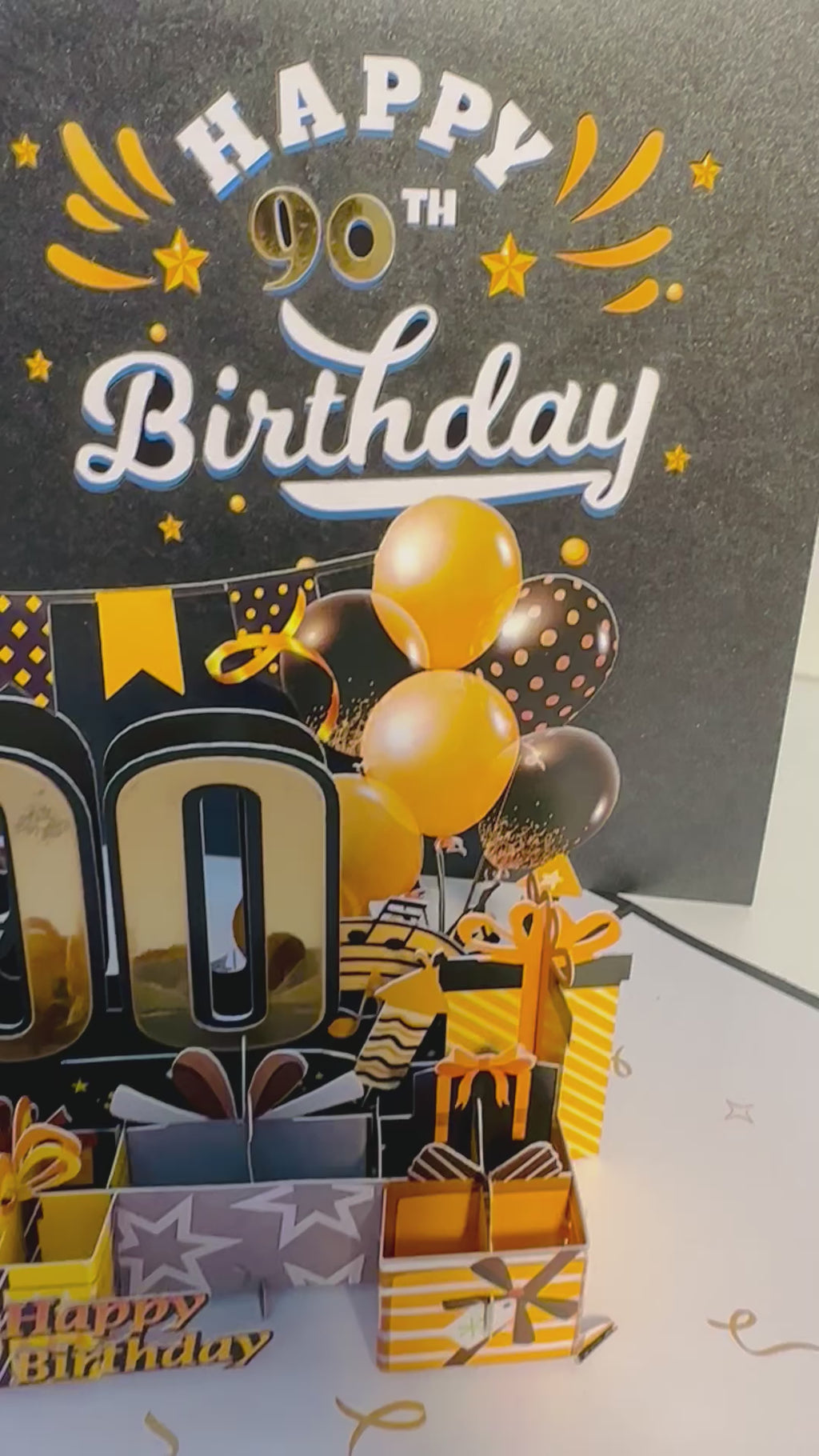 90th Golden Happy Birthday with Presents Origami Pop Cards 3D Pop Up Greeting Card Thank You Handmade Gift Thinking of You Happy Birthday Occasion Australiana Celebrate the Beauty and Happiness During Special Day Best Wishes Gift