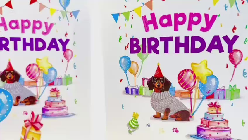 Dachshund Sausage Dog Happy Birthday Origami Pop Cards 3D Pop Up Greeting Card Thank You Handmade Gift Thinking of You Blank Card for Happy Birthday Occasion Australiana Celebrate the Beauty and Happiness During Special Day Best Wishes Gift