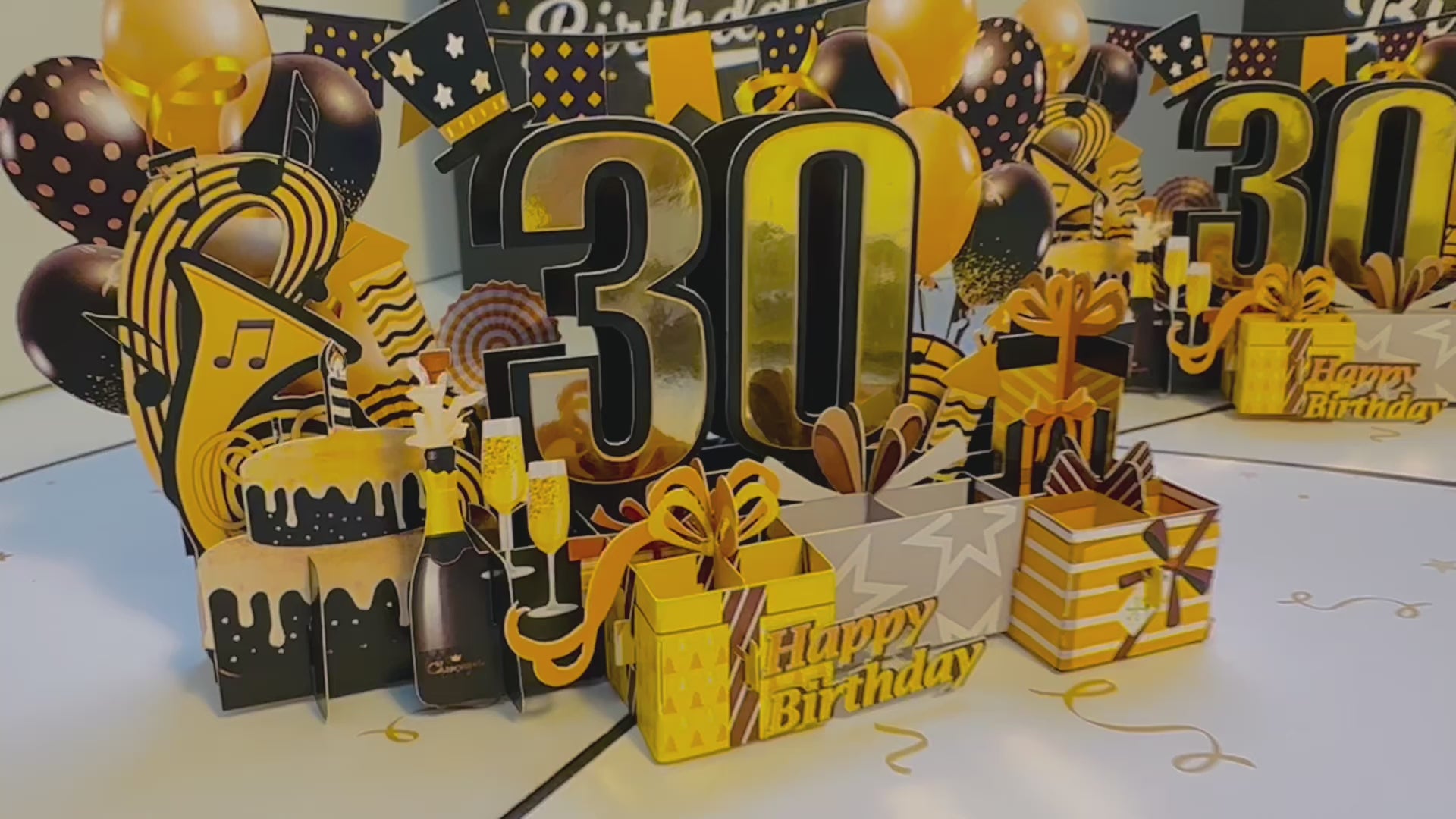 30th Golden Happy Birthday with Presents Origami Pop Cards 3D Pop Up Greeting Card Thank You Handmade Gift Thinking of You Happy Birthday Occasion Australiana Celebrate the Beauty and Happiness During Special Day Best Wishes Gift