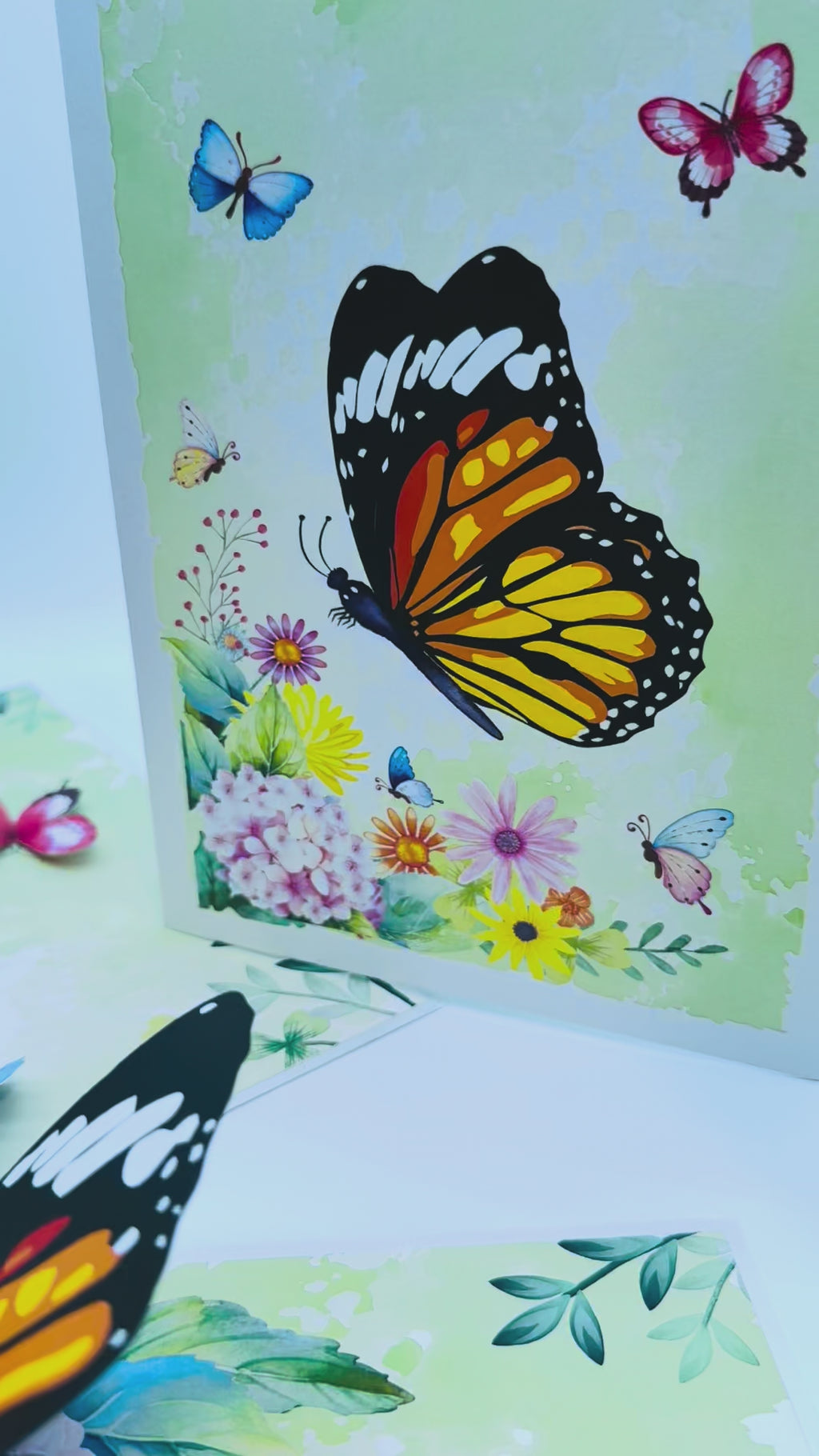 Butterflies Attracting Hydrangea Flowers Origami Pop Cards 3D Pop Up Greeting Card Happy Birthday Thank You Handmade Gift Thinking of You Blank Card for Any Occasion Happy Mother's Day Happy Father's Australiana Celebrate the Beauty of Flower