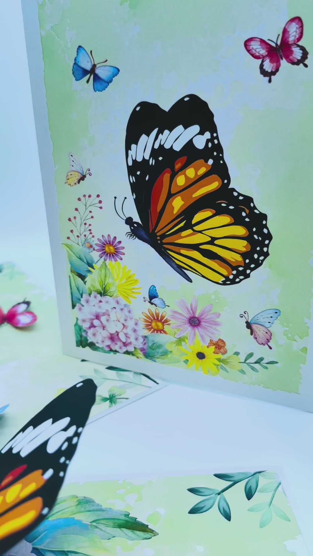 Butterflies Attracting Hydrangea Flowers Origami Pop Cards 3D Pop Up Greeting Card Happy Birthday Thank You Handmade Gift Thinking of You Blank Card for Any Occasion Happy Mother's Day Happy Father's Australiana Celebrate the Beauty of Flower