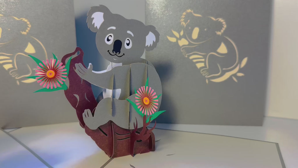 Australian Koala & Gumnut Blossoms Origami Pop Cards 3D Pop Up Greeting Card Happy Birthday Thank You Handmade Gift Thinking of You Blank Card for Any Occasion Happy Mother's Day Happy Father's Australiana Animals