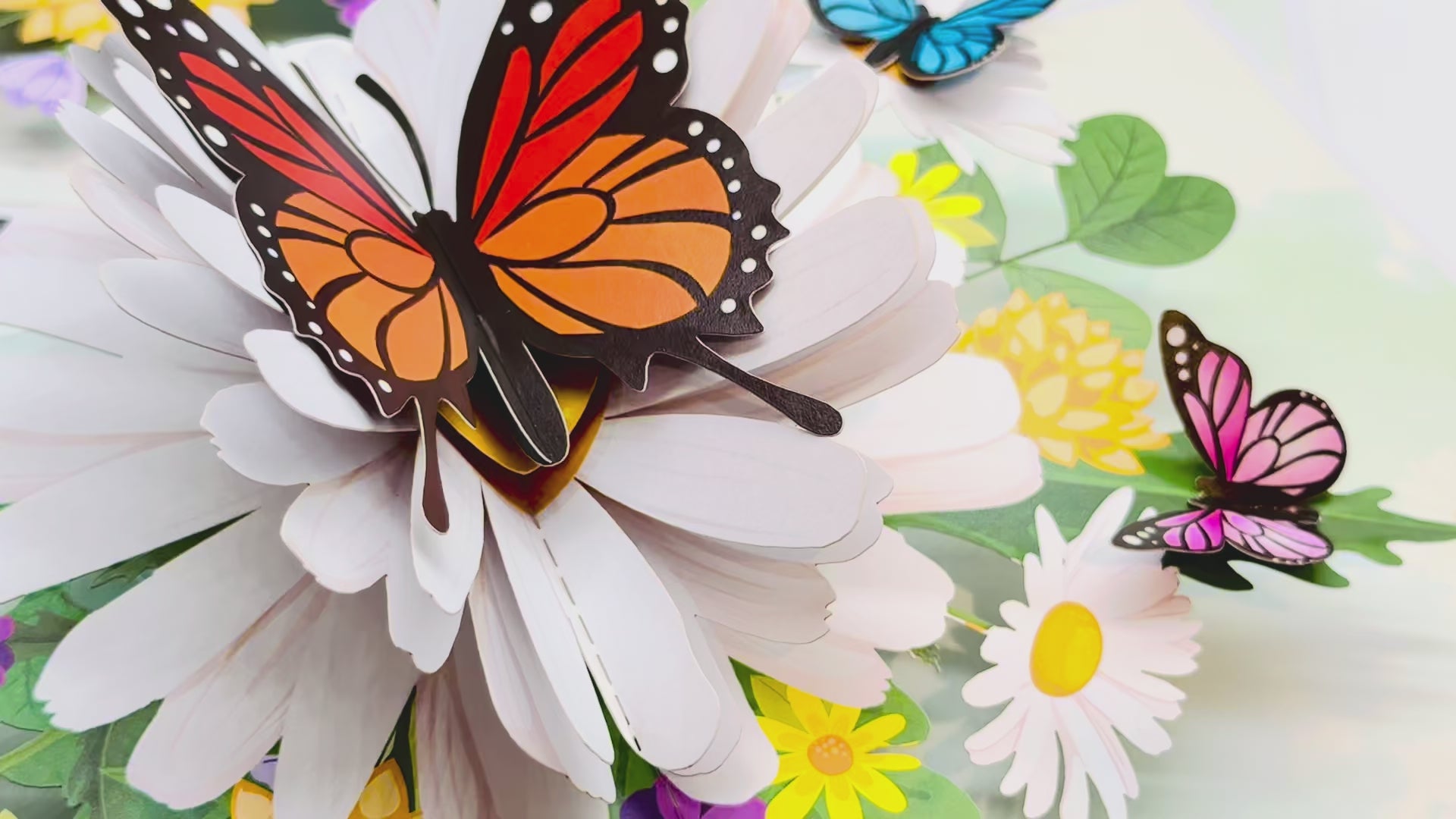 Butterflies Attracting Daisy Flowers Origami Pop Cards 3D Pop Up Greeting Card Happy Birthday Thank You Handmade Gift Thinking of You Blank Card for Any Occasion Happy Mother's Day Happy Father's Australiana Celebrate the Beauty of Flower (Copy)