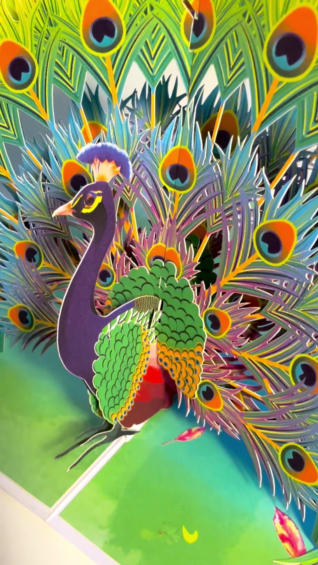 Royal Blue Peacock on Green Grass Origami Pop Cards 3D Pop Up Greeting Card Best Wishes Happy Birthday Gift Thank You Handmade Best Wishes Blank Card for Any Occasion Happy Mother's Day Happy Father's Day Celebrate the Beauty Of Nature and Peacock