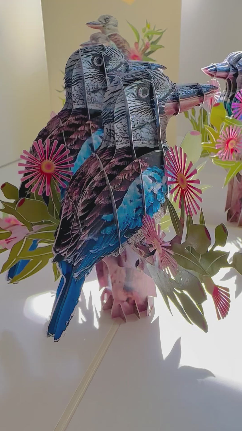 DOUBLE Kookaburra Australian Iconic Bird Origami Pop Cards 3D Pop Up Greeting Card Celebrate Happy Birthday Thank You Handmade Best Wishes Gift Thinking of You Blank Card for Any Occasion Happy Mother's Day Happy Father's Day Australiana Birds
