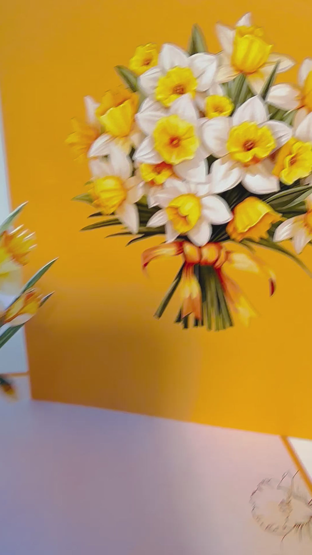 ORANGE Cover - Daffodil Bloom Flower Bouquet Origami Pop Cards 3D Pop Up Greeting Card Happy Birthday Thank You Handmade Gift Thinking of You Blank Card for Any Occasion Happy Mother's Day Happy Father's Australiana Celebrate the Beauty of Flower
