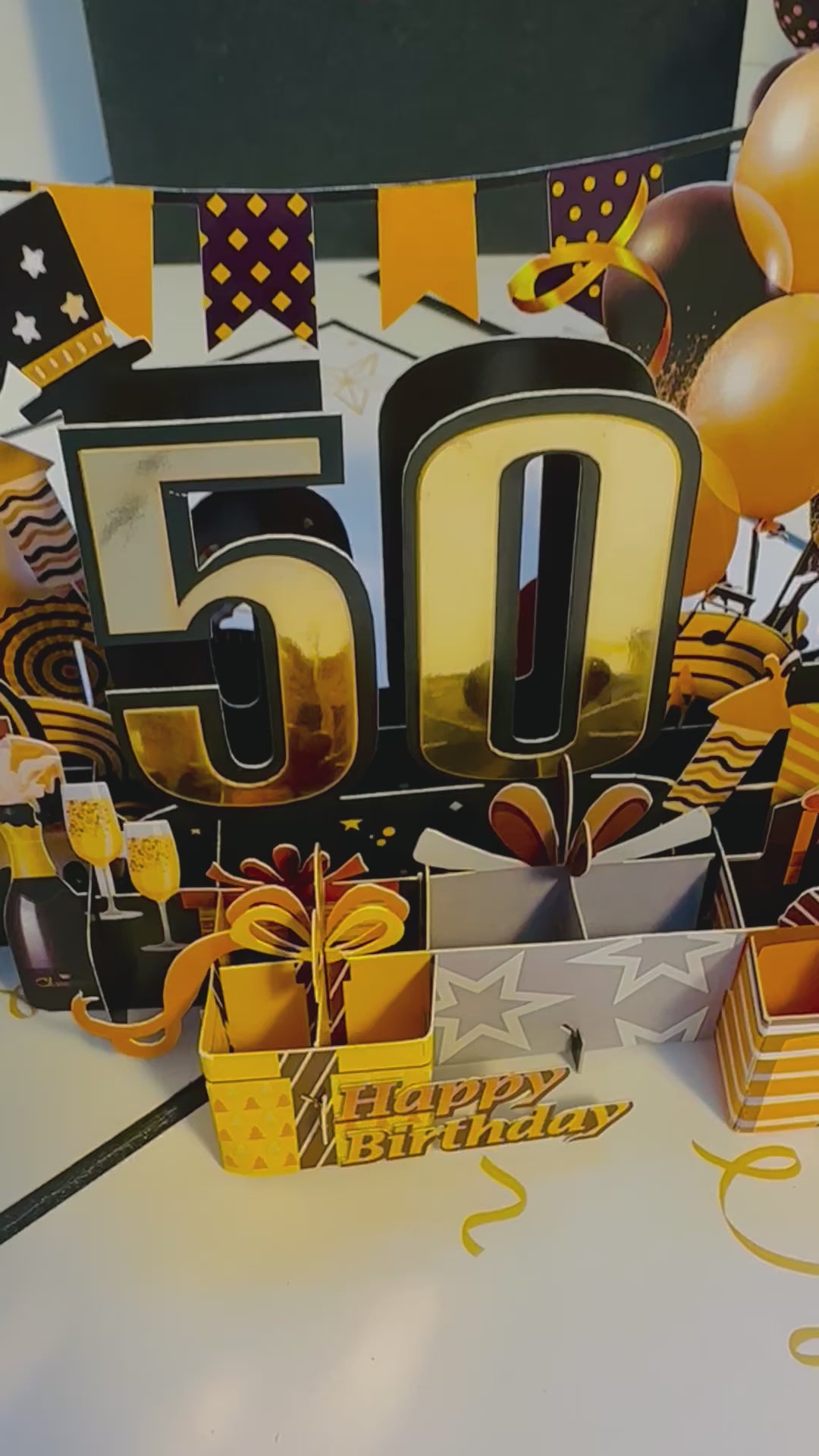 50th Golden Happy Birthday with Presents Origami Pop Cards 3D Pop Up Greeting Card Thank You Handmade Gift Thinking of You Happy Birthday Occasion Australiana Celebrate the Beauty and Happiness During Special Day Best Wishes Gift