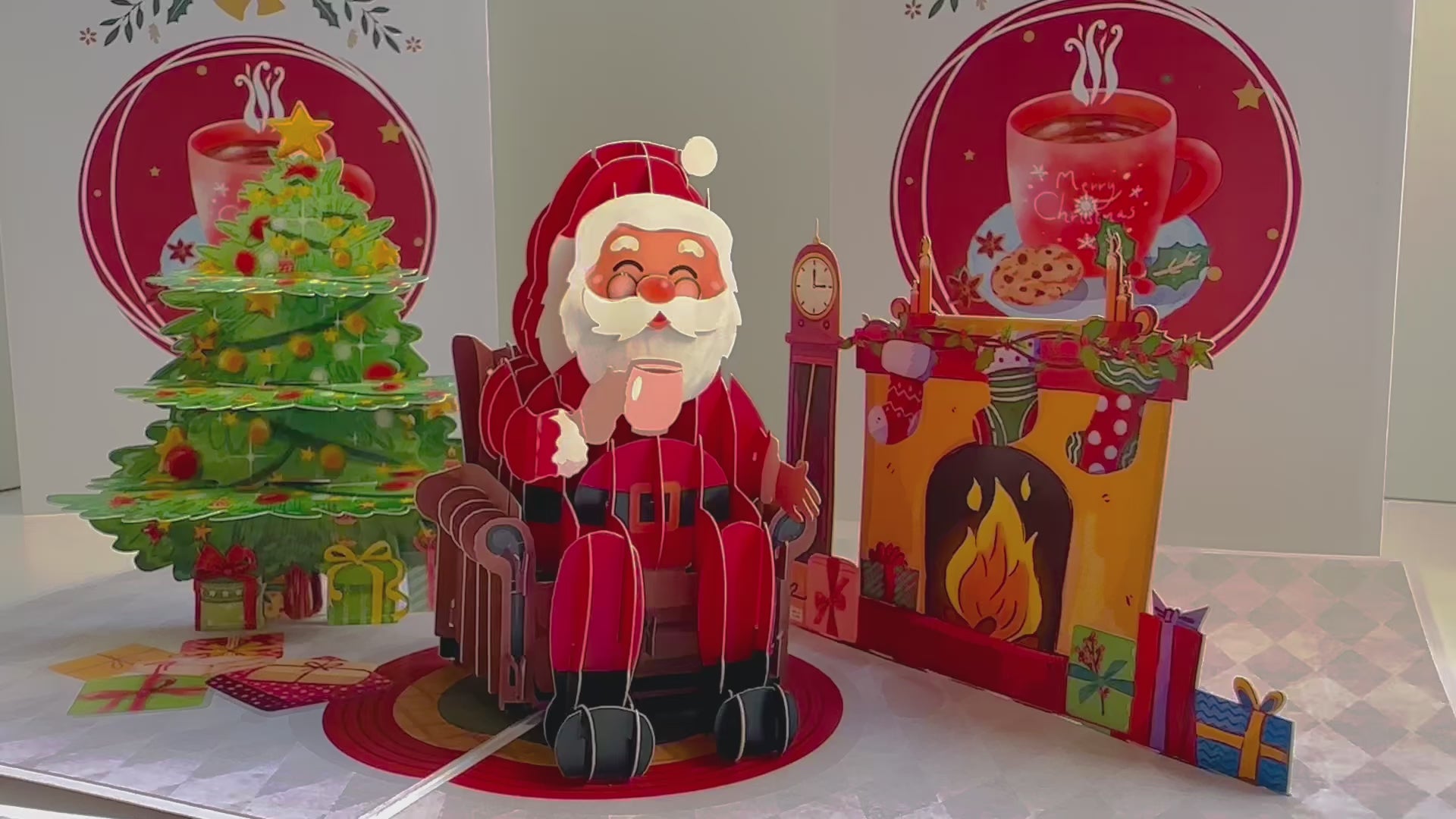Have a CUPPA Tea or Coffee with Santa Claus Origami Pop Cards 3D Pop Up Greeting Card Merry Christmas Thank You Handmade Best Wishes Blank Card Gift Happy Holidays Celebrate the Special Day Moment with Family and Friends