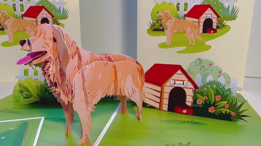 Golden Retriever Scottish Dog - Perfect for Dog Lovers Origami Pop Cards 3D Pop Up Greeting Card Happy Birthday Thank You Handmade Gift Thinking of You Blank Card for Any Occasion Happy Mother's Day Happy Father's Celebrate the Beauty of Animals