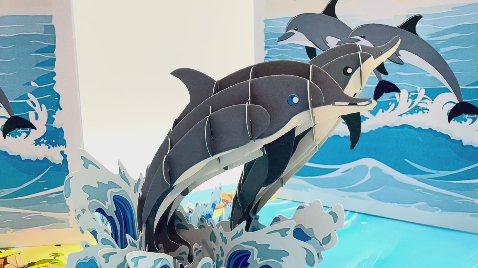 Dolphin Couple Swimming in the Ocean Origami Pop Cards 3D Pop Up Greeting Card Happy Birthday Thank You Handmade Gift Thinking of You Blank Card for Any Occasion Happy Mother's Day Happy Father's Australiana Celebrate the Beauty of Flower
