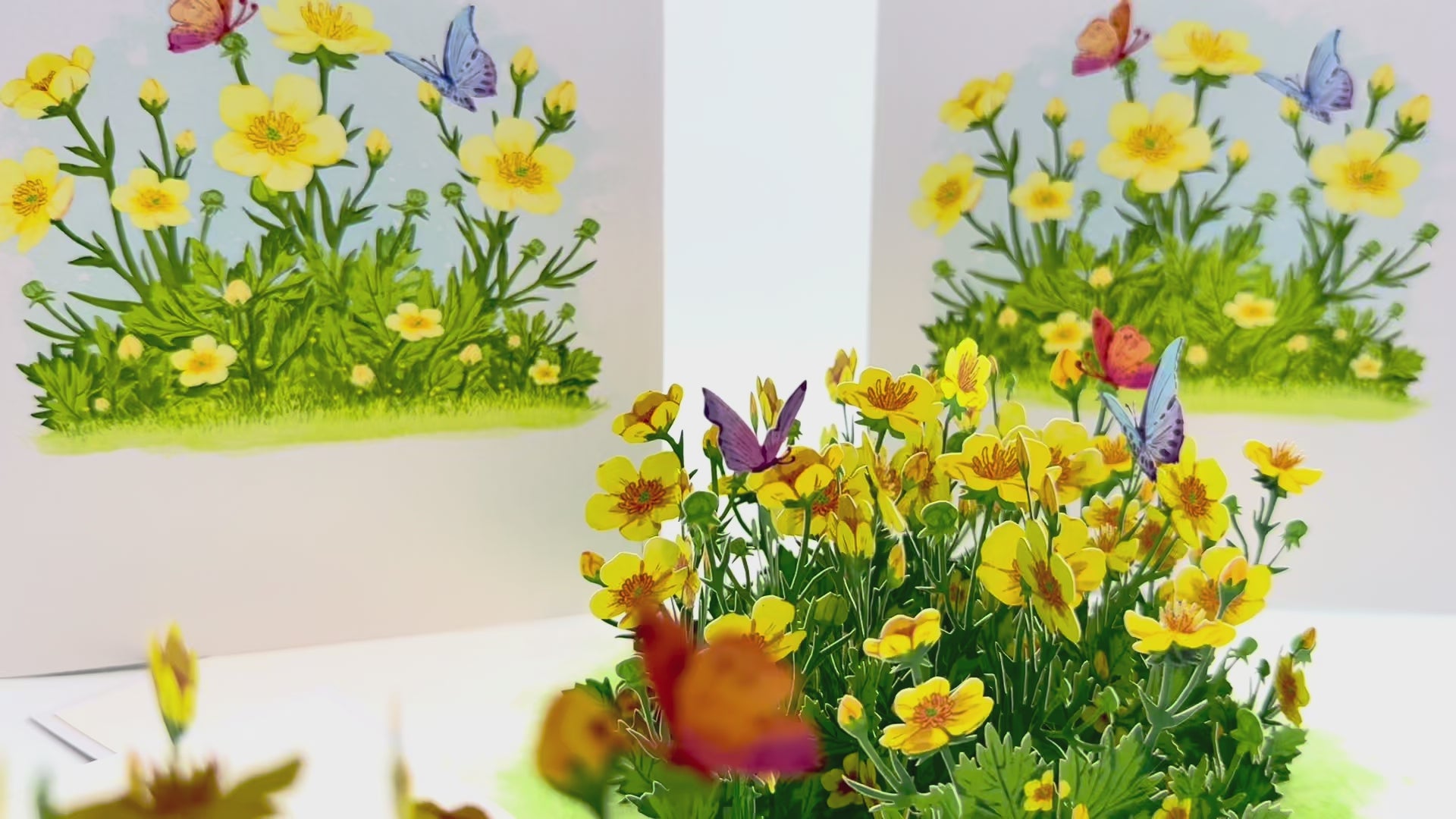 Wild Celery or Creeping Buttercup Glossy Yellow Flower Garden Origami Pop Cards 3D Pop Up Greeting Card Happy Birthday Thank You Handmade Gift Thinking of You Blank Card for Any Occasion Happy Mother's Day Happy Father's Celebrate the Beauty of Flower