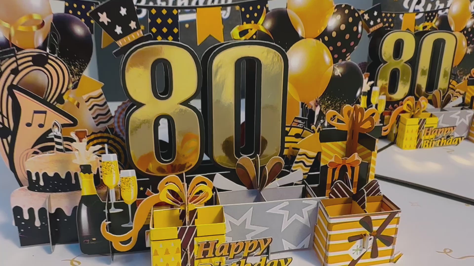 80th Golden Happy Birthday with Presents Origami Pop Cards 3D Pop Up Greeting Card Thank You Handmade Gift Thinking of You Happy Birthday Occasion Australiana Celebrate the Beauty and Happiness During Special Day Best Wishes Gift