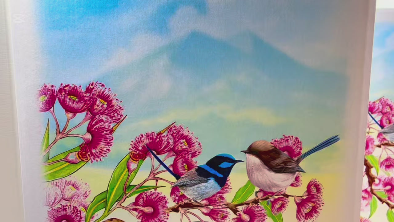 Australian Pink Native Gumnut Blossom Garden with Blue Fairy-Wrens Origami Pop Cards 3D Pop Up Greeting Card Best Wishes Happy Birthday Gift Thank You Handmade Blank Card for Any Occasion Happy Mother's Day Happy Mother's Day Celebrate Beauty of Flower