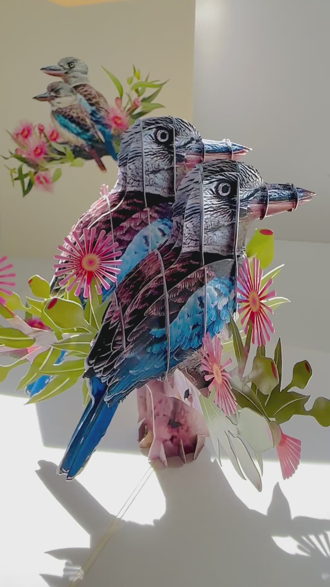 DOUBLE Kookaburra Australian Iconic Bird Origami Pop Cards 3D Pop Up Greeting Card Celebrate Happy Birthday Thank You Handmade Best Wishes Gift Thinking of You Blank Card for Any Occasion Happy Mother's Day Happy Father's Day Australiana Birds