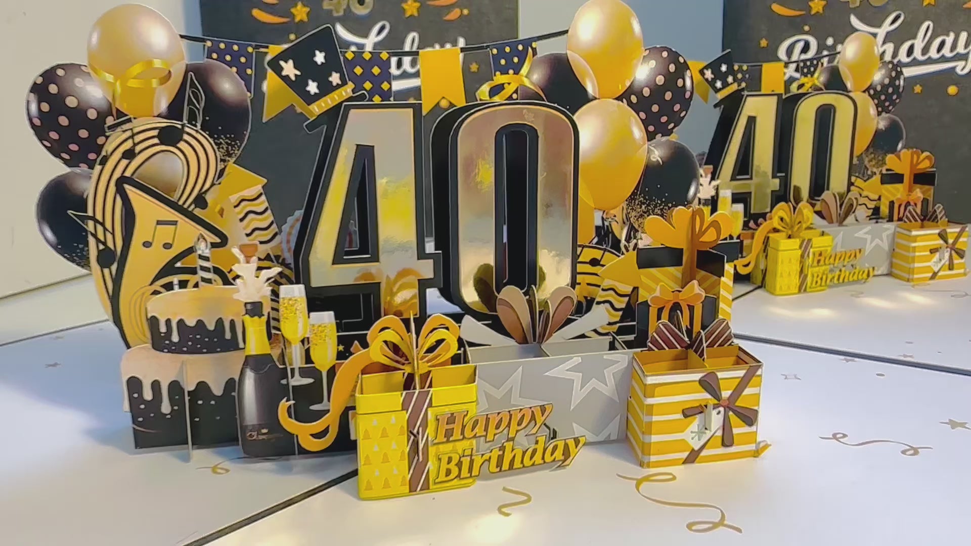 40th Golden Happy Birthday with Presents Origami Pop Cards 3D Pop Up Greeting Card Thank You Handmade Gift Thinking of You Happy Birthday Occasion Australiana Celebrate the Beauty and Happiness During Special Day Best Wishes Gift