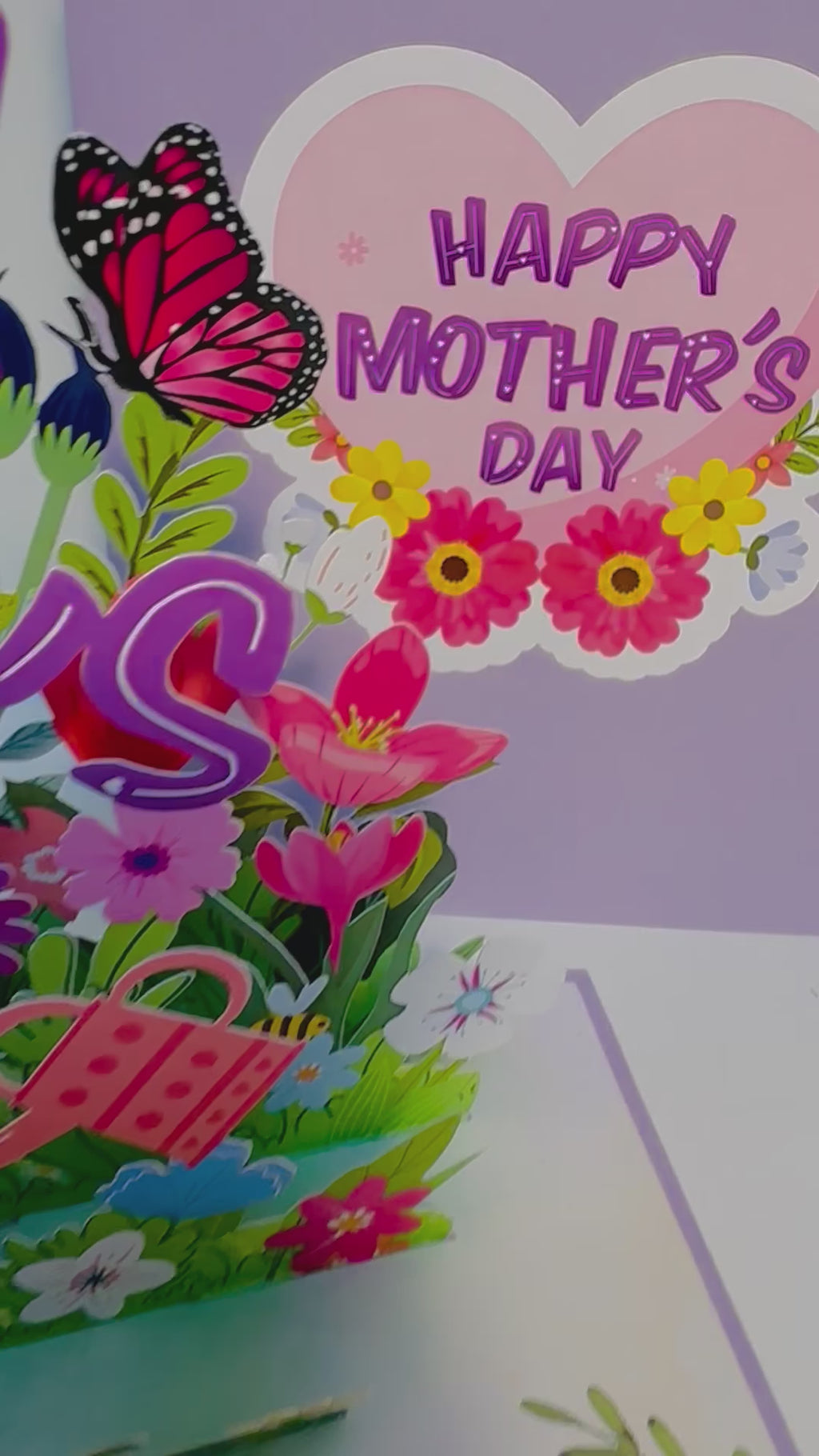 Happy Mother's Day - Purple Daisy Spring Garden Origami Pop Cards 3D Pop Up Greeting Card Handmade Gift for Mum Floral Blank Card Australian Made Thank You Thinking of You Mother's Day Paper Art Gift Australian Flowers Celebrate Special Mum
