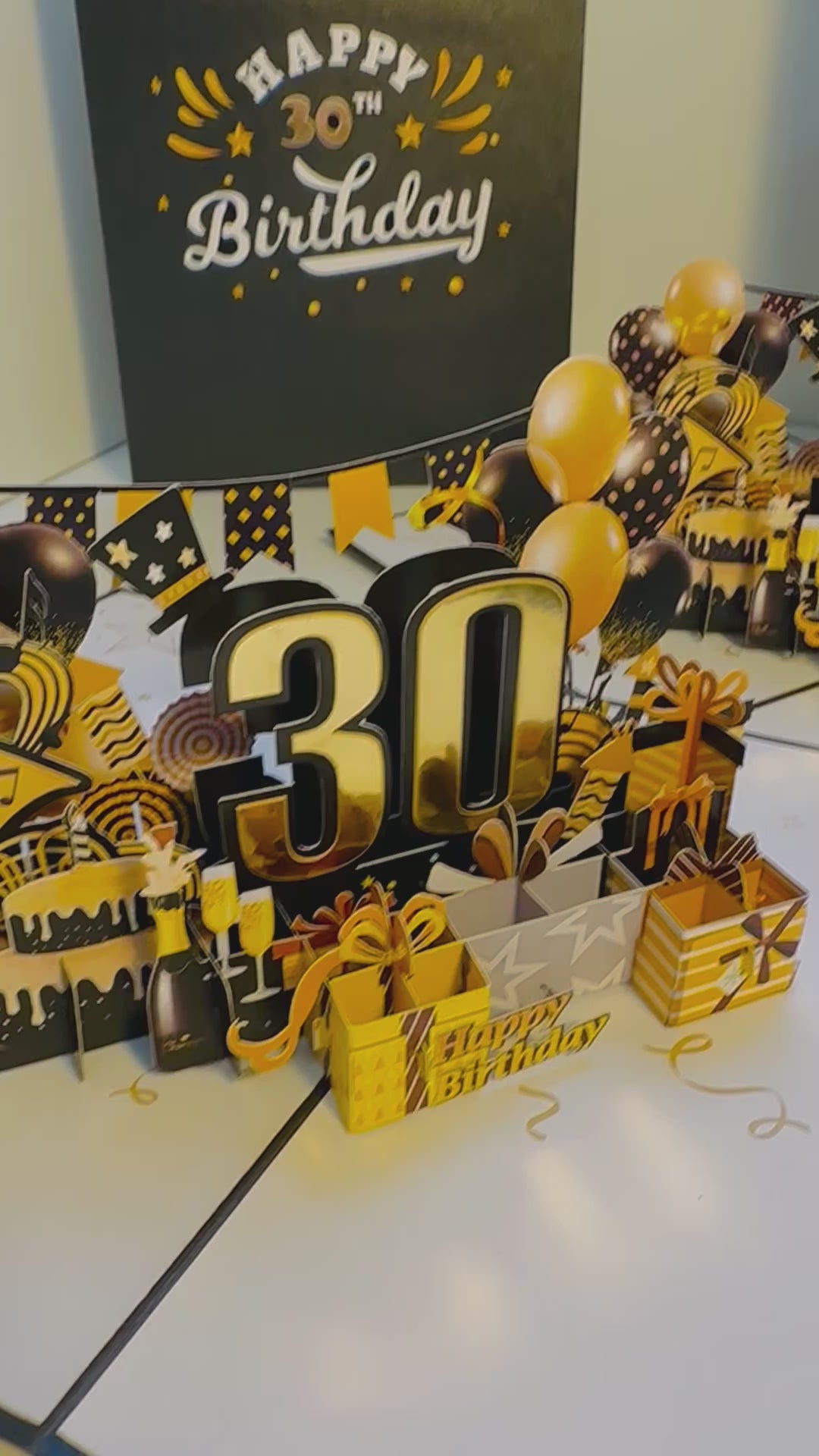 30th Golden Happy Birthday with Presents Origami Pop Cards 3D Pop Up Greeting Card Thank You Handmade Gift Thinking of You Happy Birthday Occasion Australiana Celebrate the Beauty and Happiness During Special Day Best Wishes Gift