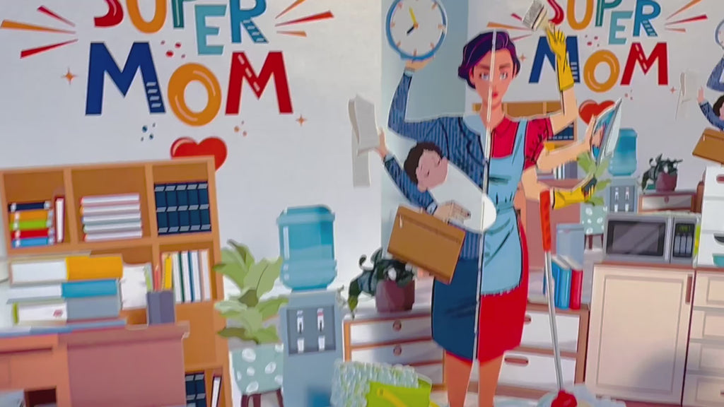 SUPER MOM - Incredible Multitasking Abilities of the Modern Mother Origami Pop Cards 3D Pop Up Greeting Card Handmade Gift for Mum Floral Blank Card Australian Made Thank You Thinking of You Mother's Day Paper Art Gift Australian Celebrate Special Mum