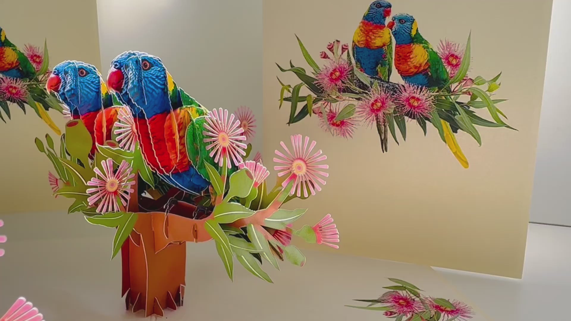 DOUBLE Rainbow Lorikeet Parrot Aussie Bird Card Origami Pop Cards 3D Pop Up Greeting Card Happy Birthday Thank You Handmade Gift Thinking of You Blank Card for Any Occasion Happy Mother's Day Happy Father's Australiana Birds