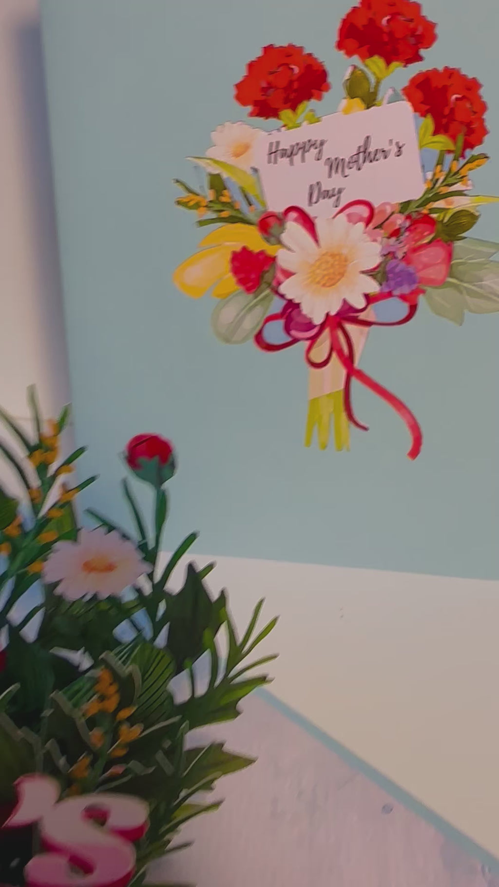 Happy Mother's Day - Baby Blue Spring Flower Garden Origami Pop Cards 3D Pop Up Greeting Card Handmade Gift for Mum Floral Blank Card Australian Made Thank You Thinking of You Mother's Day Paper Art Gift Australian Flowers Celebrate Special Mum