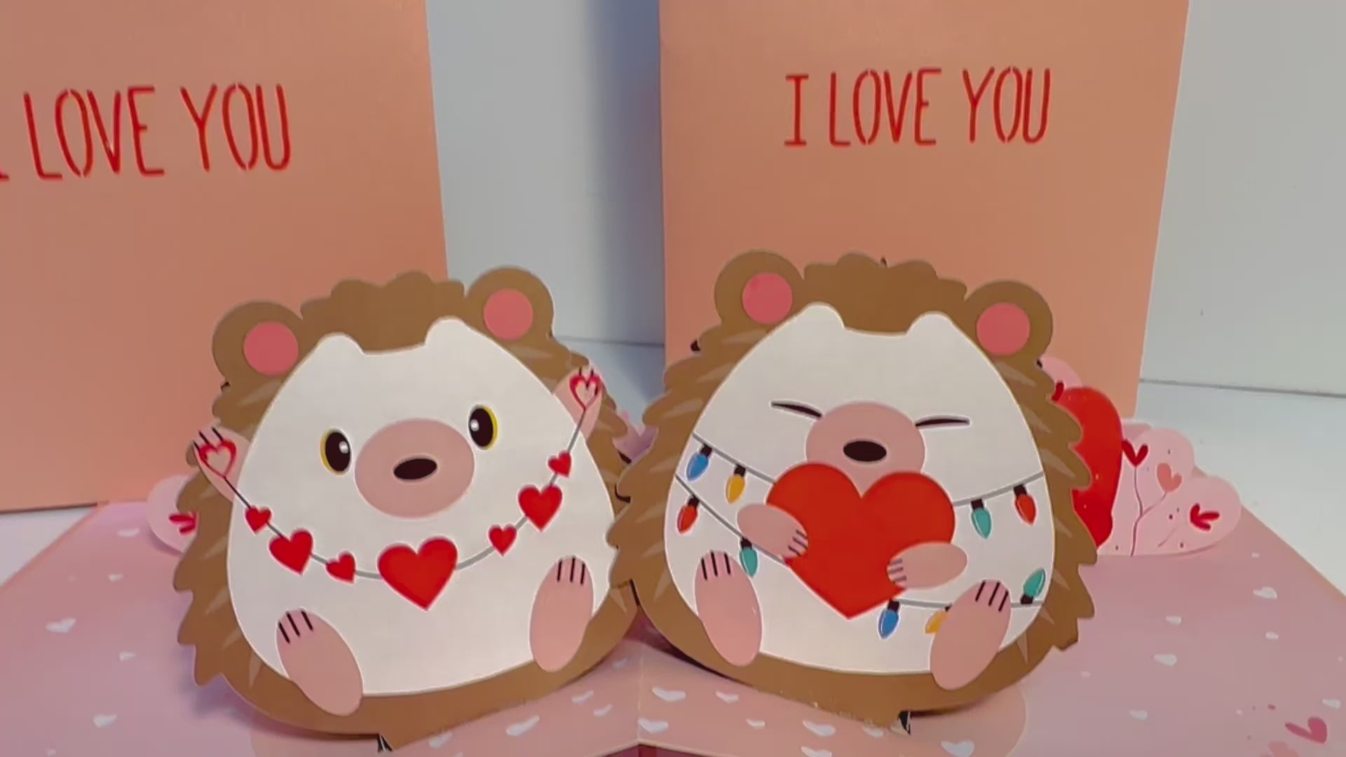 I LOVE YOU - Adorable Hedgehog Couple in Love 3D POP UP GREETING CARD - Created by Origami Pop Cards Australian Design & Handmade 3D Pop Up Magical Paper Cards, Handmade Pop Up Cards Happy Valentine's Day Celebrate Love Heart Fell and Romantic