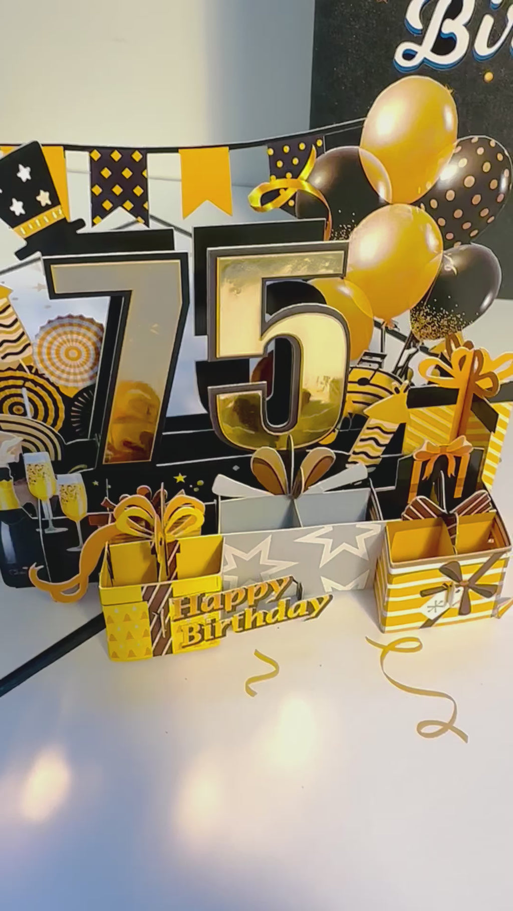 75th Golden Happy Birthday with Presents Origami Pop Cards 3D Pop Up Greeting Card Thank You Handmade Gift Thinking of You Happy Birthday Occasion Australiana Celebrate the Beauty and Happiness During Special Day Best Wishes Gift